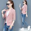 Summer Women Thin Blazer Jacket New Korean Single Button 3/4 Sleeve Short Jacket Coat Lady Office Blazers Outerwear 3XL