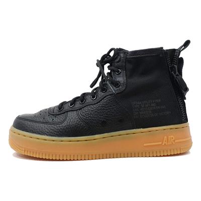 SF Air Force 1 Mid Черный с коричневой подошвой GS AJ0424-001