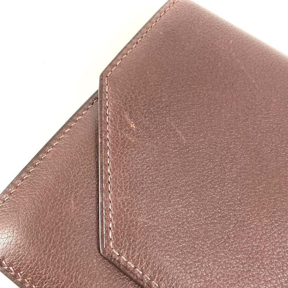 HERMES envelope Bag, flap pouch Clutch bag Leather Brown/SilverHardware