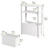 IBUYKE Slim Side Table with Cloth Bag and Storage 43cm x 18cm x 65cm 3 Bedside Magazine Small Magazine for Small Vintage Telephone Living White