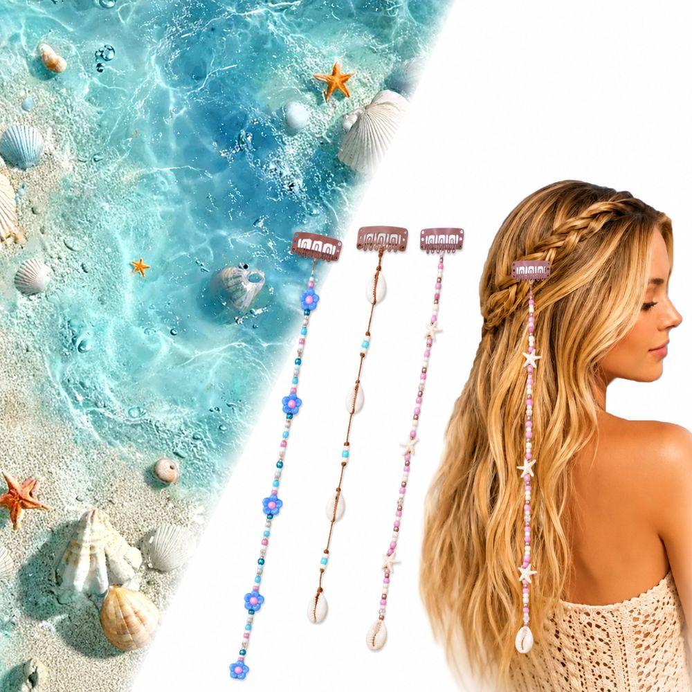 With Starfish & Shell Beads Beachy Mermaid Hair Accent Girls Holiday Party Gift