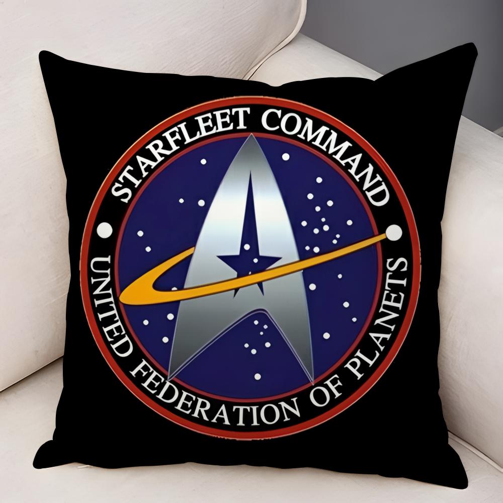 Star TTrek Ship Movie Logo Cushion Cover Natural Linen Organic Fabric DoubleSided Printing Breathable For Decor