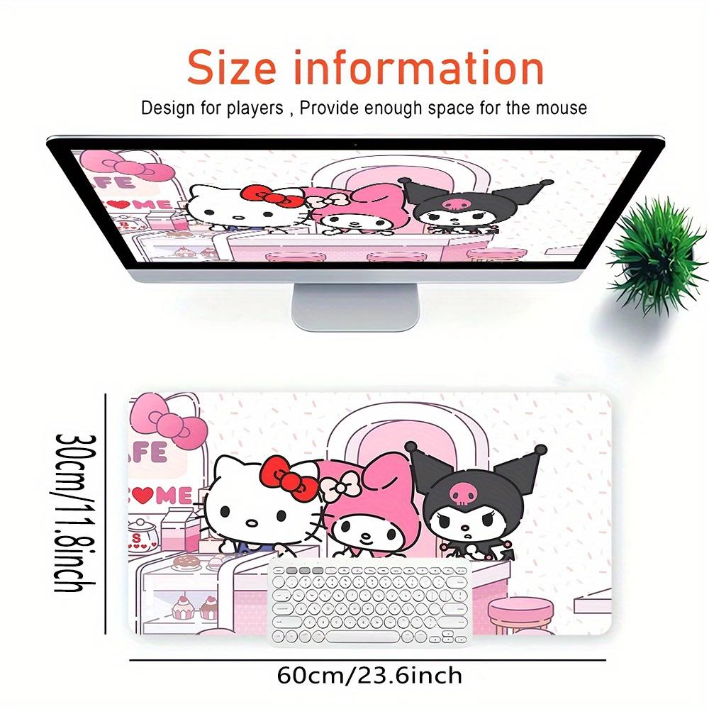 Hello Kitty, Cafe Themed XXL Mouse Pad - Non-slip Rubber Desk Mat for Gaming and Office Use, Multi-Function Keyboard and Mouse Pad, Ideal Gi