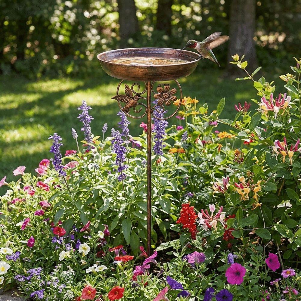 Cast Iron Outdoor Bird Bath Heavy Duty Feeding Stations Decorative Metal Bird Feeder Garden