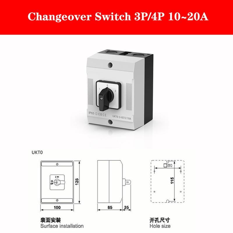 IP65 Переключатель смены питания на 3 полюса 40А, переключатель смены питания, двойной отключатель, промышленный кулачковый переключатель