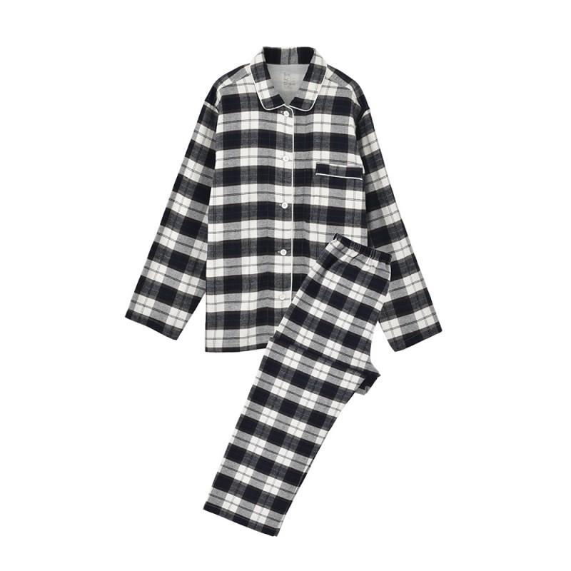 Cotton Flannel Pajama Set Womens Mens Loungewear Soft Warm Sleepwear Fall Winter
