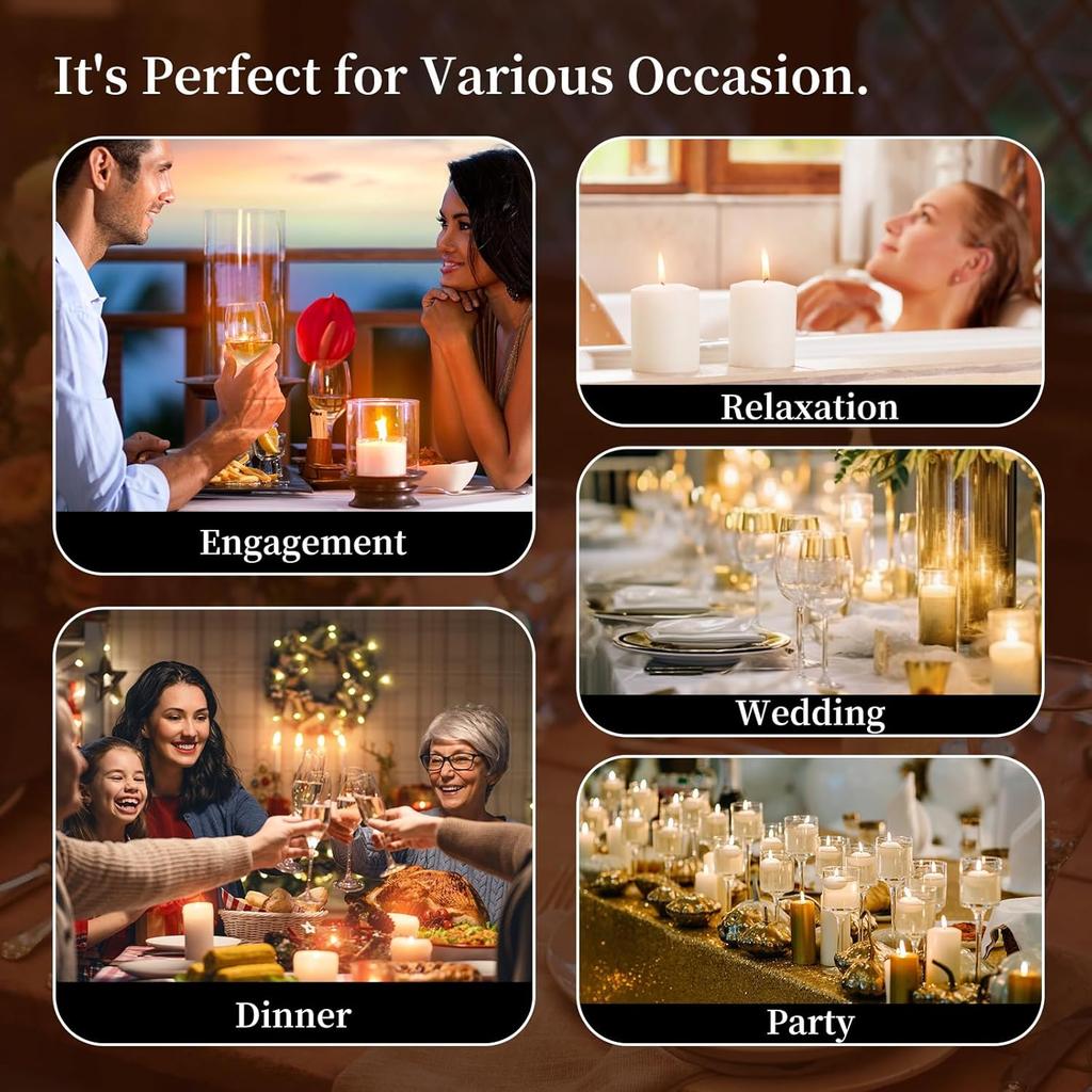 KONNI White Pillar Candles Set of 6, 3"x 3" Unscented Pillar Candles Bulk, 30 Hours Long Burning Candles, Smokeless&Dripless Large Round Candle for