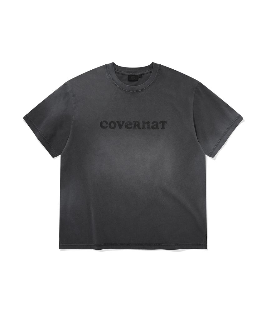 COVERNAT WOMAN Oversized Pigment Copper Logo T-Shirt Charcoal