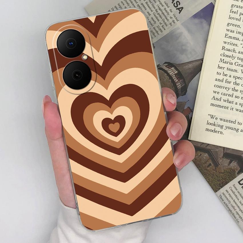 Для Huawei Enjoy 80 70x P40 P50 Y5 Y6 Y8p чехол для телефона красочные узоры в виде сердечек квадратный прозрачный силиконовый пылезащитный чехол для Huawei бампер чехлы