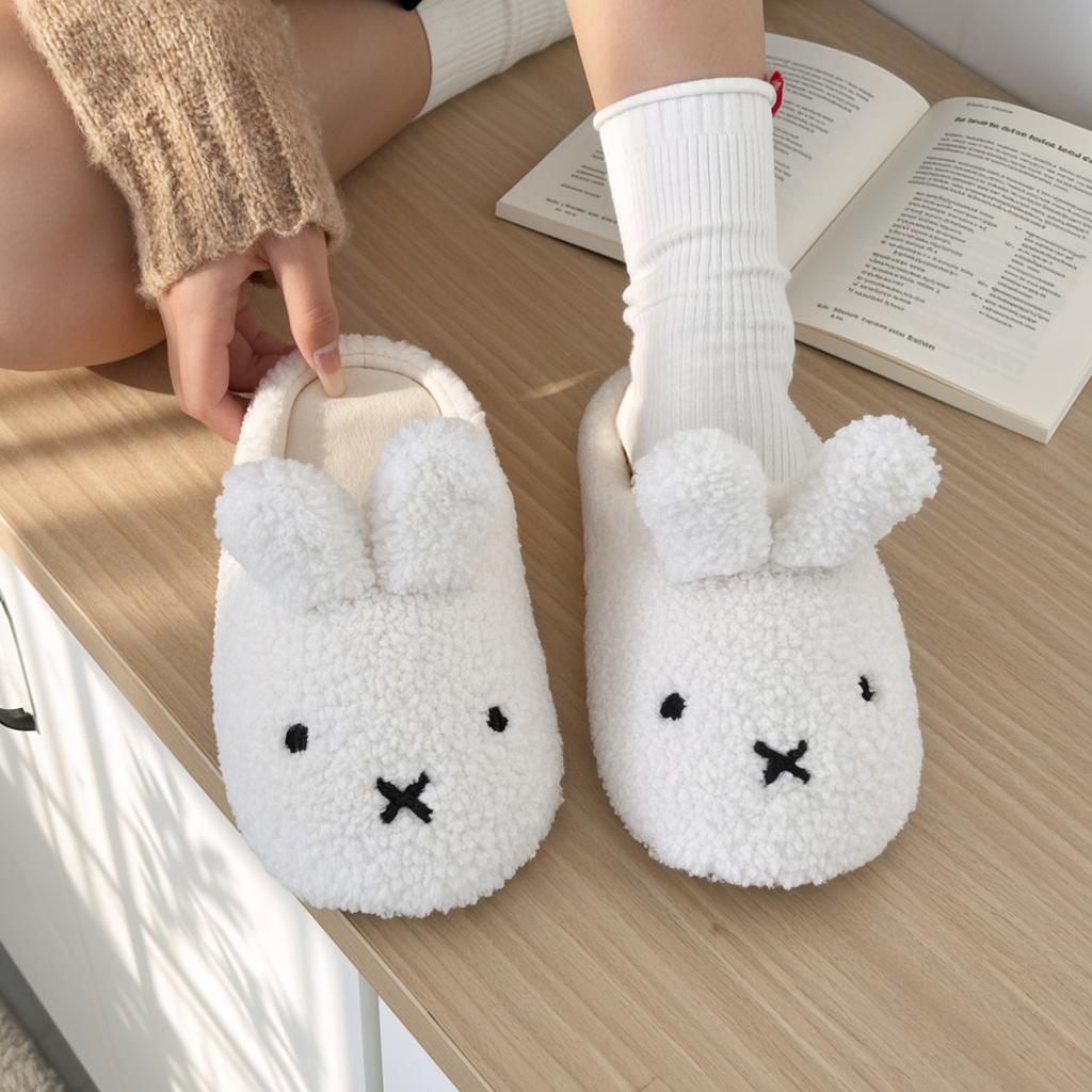 Super cute Miffy cotton slippers home slippers women's cotton mop cotton slippers women's slippers wear spring and autumn slippers ins