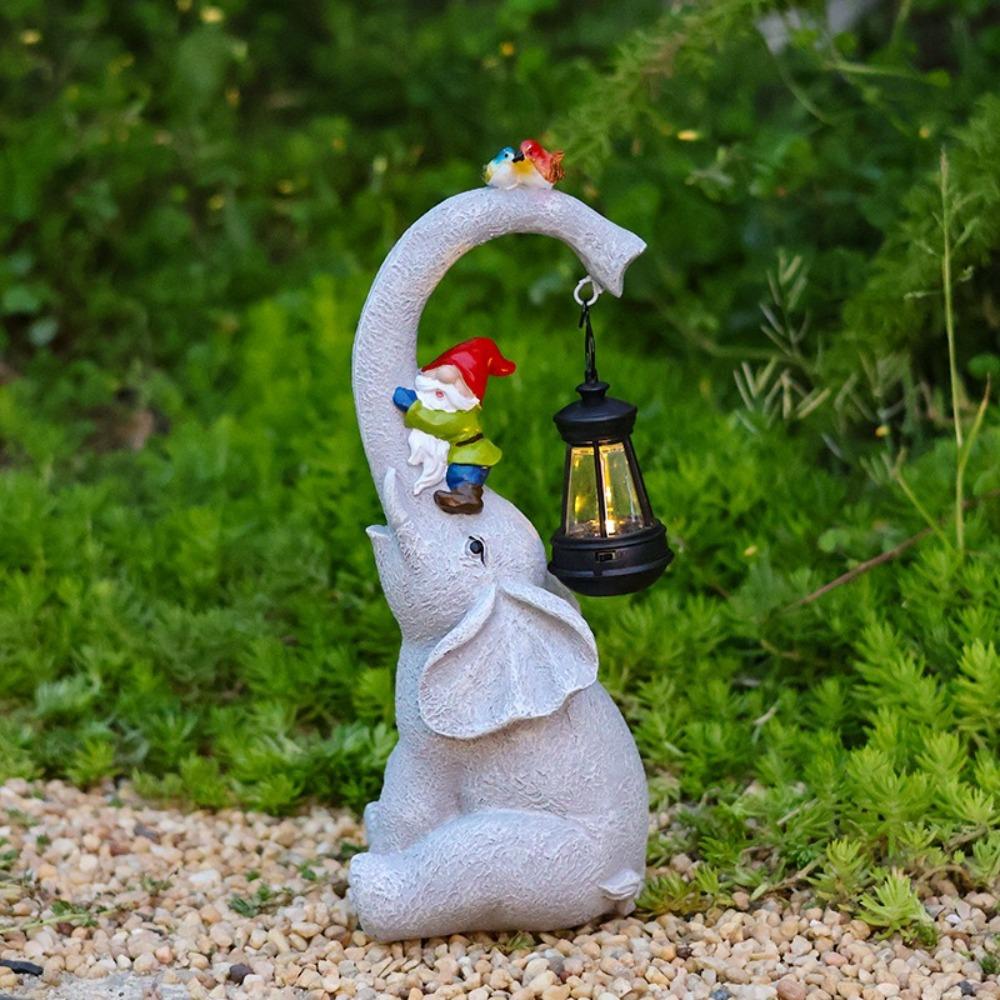 Смола Солнечный Слон Фигурка Поделки Садовые Статуи Слонов для Ландшафтного Дизайна