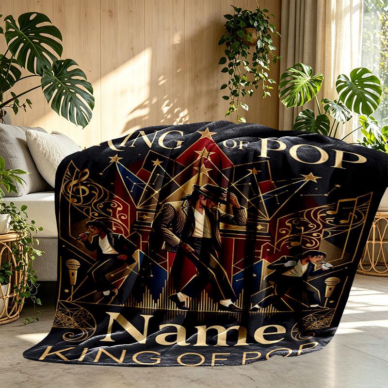 Custom Name Personalized Michael Jackson Print Blanket, Home Decor, Bedroom, Sofa, Camping, Couch, Gifts for Birthday Christmas
