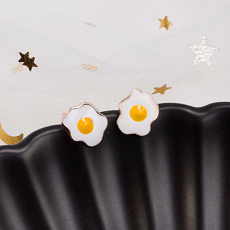 Asymmetrical Cartoon-Inspired Earrings: Poached Egg, Animal, Fruit, Strawberry, Milk, Hamburger