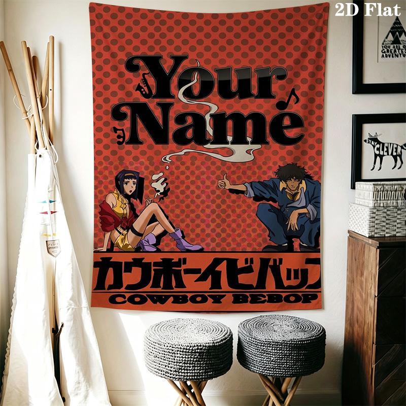 Name Custom CowboyBebop Wall Tapestry Aesthetic Wall Hanging Printed Fabric Blanket Decorative Tapestries for Bedroom Living Room Home Decor