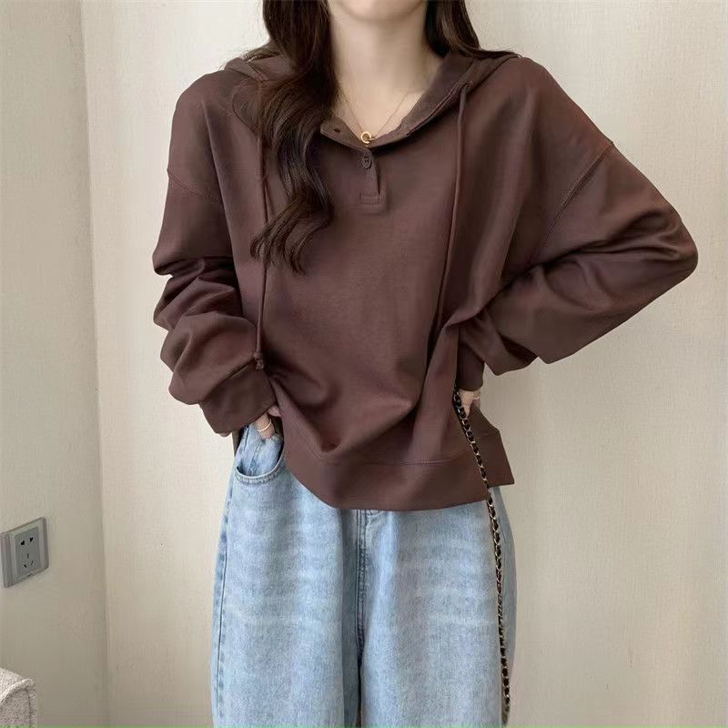 Ins Containing Cotton Hooded Sweater Women's Autumn and Winter Korean Loose Long-sleeved with Hooded Shirt Tops Outside