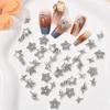 30Pcs Silver Star Nail Charms Shiny 3D Stars Nail Gems Starlight Nail Jewelry Charms For Acrylic Nails Decoration