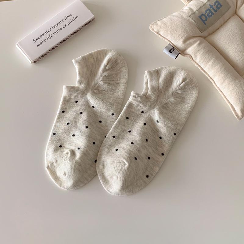 «Женские носки в горошек, не показывающиеся на людях»: Весна и лето в корейском и японском стиле, однотонный, нескользящий"