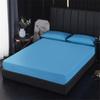 Waterproof Bed Sheet Mattress Cover Pad Solid Color Fitted Sheet with All-Around Elastic Rubber Band Bed Sheet No Pillowcases