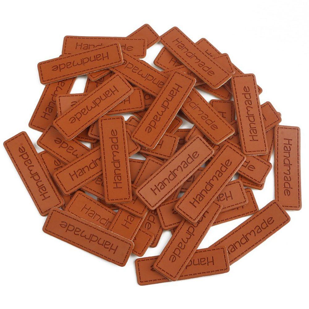 Коричневый тисненый шарф с надписью, декор для шляпы, бирки из искусственной кожи, швейные принадлежности, этикетки своими руками, узор ручной работы