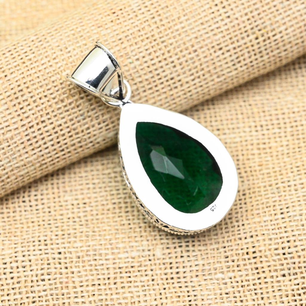 Ослепительный хром-диопсид драгоценный камень ручной работы из стерлингового серебра 925 пробы ювелирный кулон для женщин