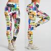 Abstract Graffiti Newspaper Print Yoga Pants High Waist Fitness Bottom Pants Sports Yoga Pants Women
