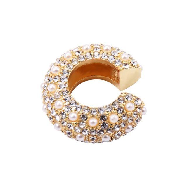 Fashion Gift No Pierced Party Jewelry Rhinestone Dangle Cubic Zirconia Ear Cuff Cz Cuff Earrings Statement C -Shaped