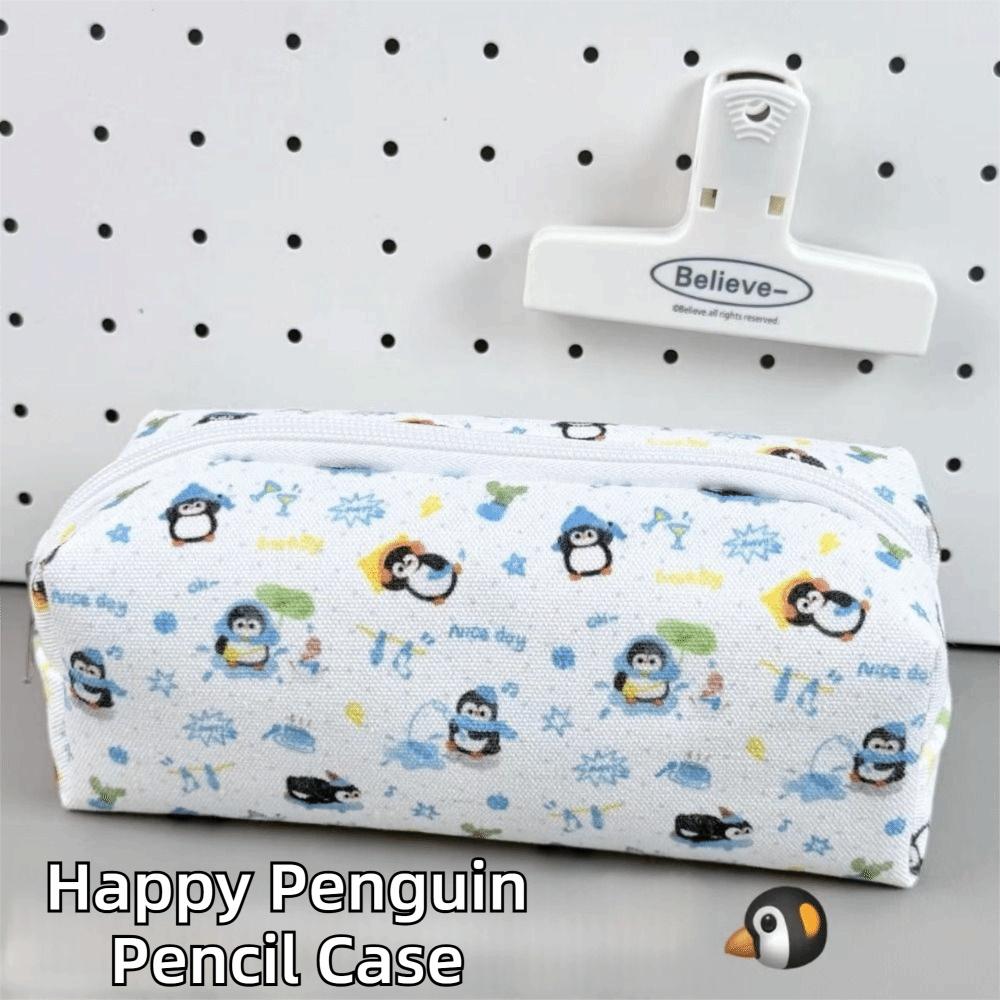 Multifunctional Stationery Bag Penguin Pattern Stationery Organizer Students Pen Bag Students