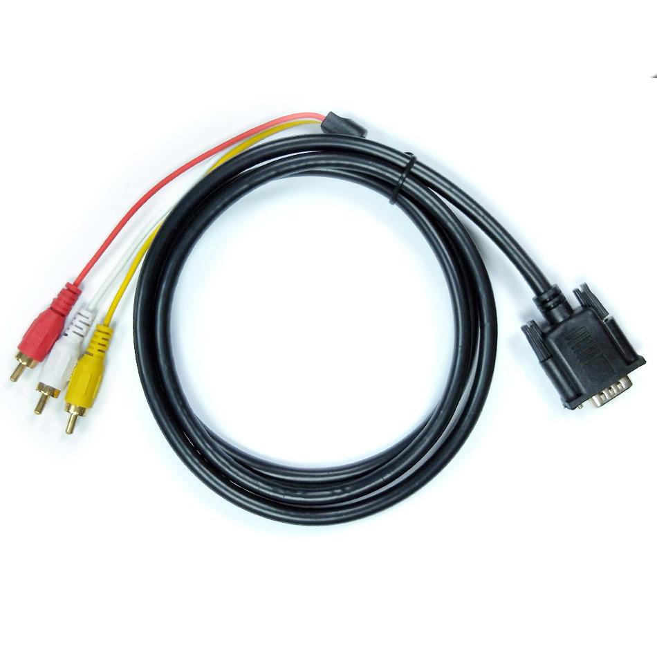 1.5M VGA to 3RCA Cable Gold Plated AV Converter Cord with Magnetic Circle for TV Computer PC Tablet Extend Video Audio Adapter