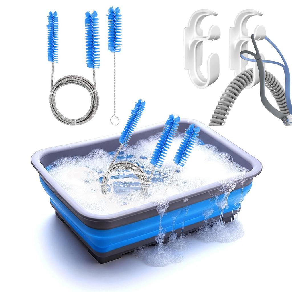 Набор для чистки CPAP-аппарата для CPAP-трубки и маски с щеткой и складным тазом - Необходимый набор для ухода за CPAP-аппаратом
