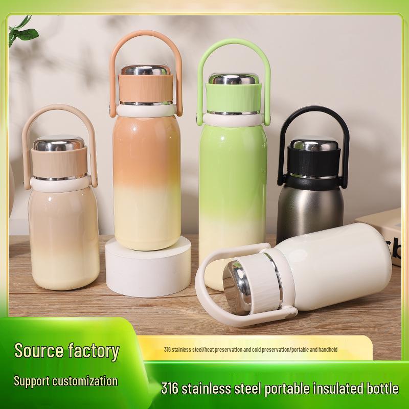 Stylish Large-Capacity Gradient 316 Stainless Steel Insulated Tea Cup, Portable and Convenient.