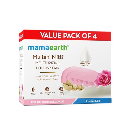 Mamaearth Увлажняющий лосьон-мыло Multani Mitti с Multani Mitti и розой для контроля жирности и борьбы с акне 125 г (Пакет из 4) | Преимущества лосьона в мыле
