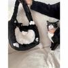 [HUIJUFU] Women's Realistic Fluffy Plush Cat Crossbody Bag (Black & White, Large)