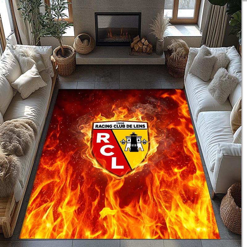 Lens FC Soccer Football Pattern Soft Area Rug Non Slip Indoor Floor Carpet Sports Decor Mat for Bedroom