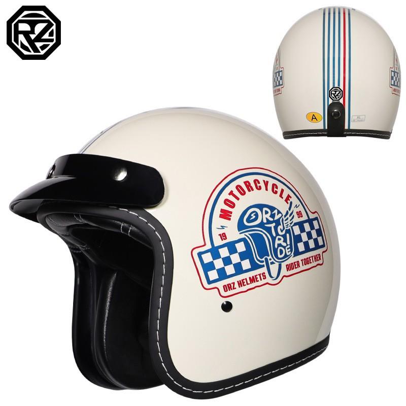 DOT Certified 3/4 Motorcycle Helmet Men Women ABS Full-coverage Half All-Season Riding With Bluetooth Slot Retro