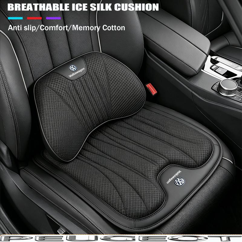 For Volkswagen J2Car Seat Safety Headrest Pad Auto Emblem Neck Pillow For VW GTI Polo Golf Passat B6 B7 Tiguan Arteon Touareg Taigo CC /Hub Cap