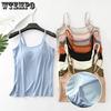 No-wear Bra Tank Top with Chest Pad Female Large Size No Steel Ring Integrated Five-finger Chest Pad Camisole Bottoming Shirt