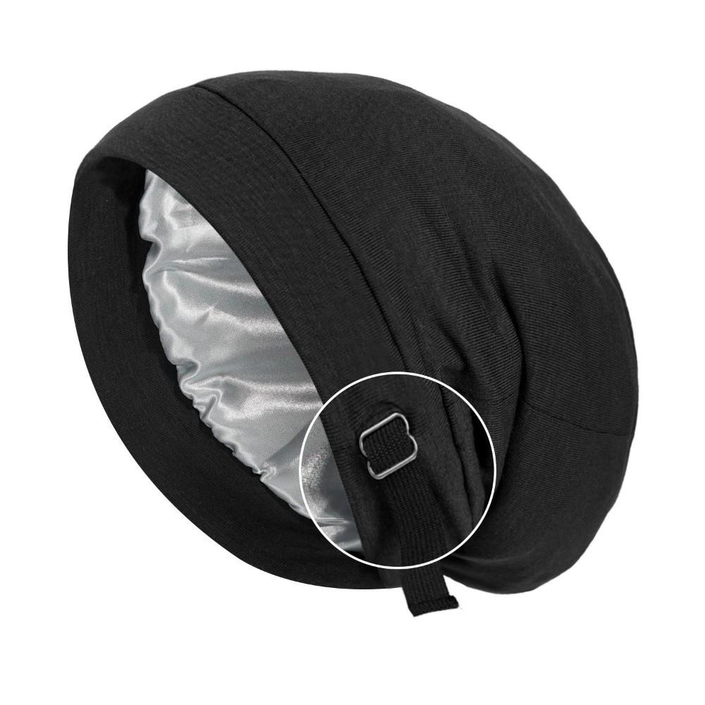 Double Layer Night Sleep Cap Satin Lining Head Wraps Casual Baggy Hat