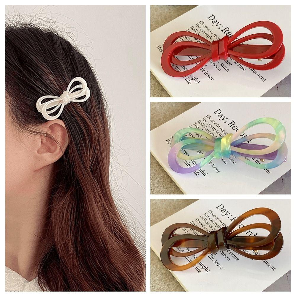 Korean Style Acetate Hair Clip Side Clip Bowknot Barrettes Elegant Bow Hairpin  Daily