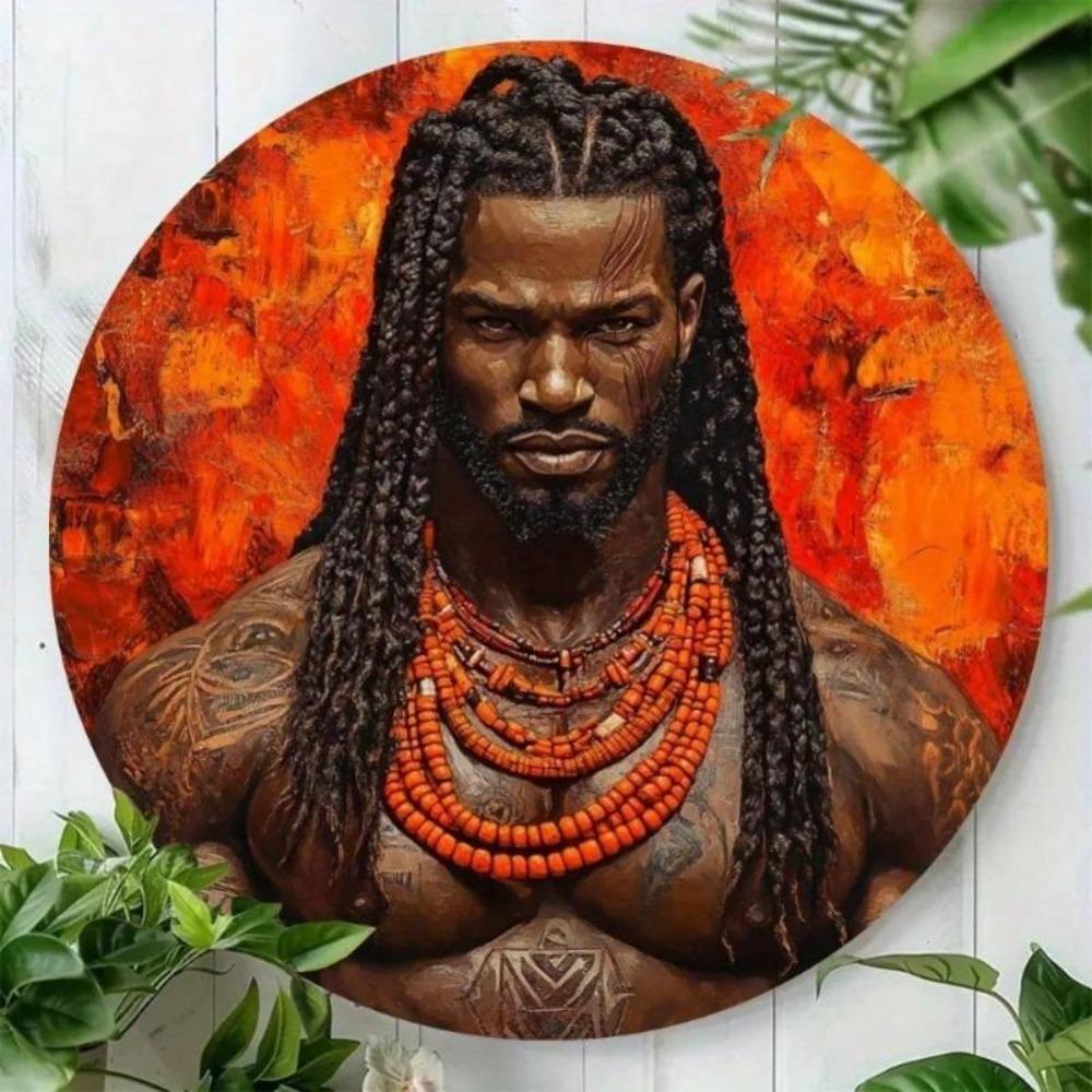 Африканский Воин Металлическое Настенное Искусство Круглая Алюминиевая Тарелка Культурный Декор