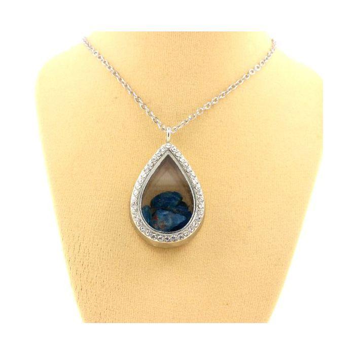 Stones and Minerals. Raw Neon Blue Apatite Necklace. Drop Model.