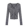 Y2k Knitted Cardigan Women Collar Sweater Coat Vintage Long Sleeve Single Breasted Top Fashion Girls Knitwear