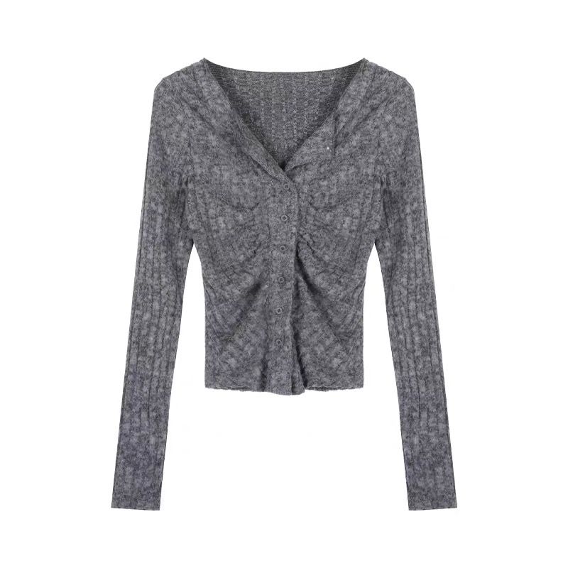 Y2k Knitted Cardigan Women Collar Sweater Coat Vintage Long Sleeve Single Breasted Top Fashion Girls Knitwear