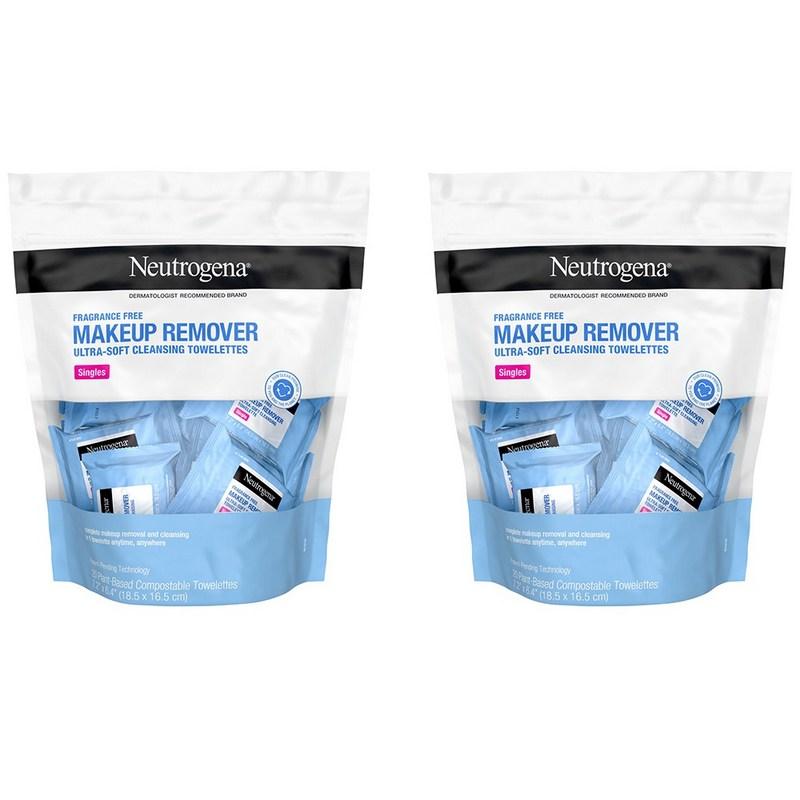 Neutrogena Makeup Mascara Remover Cleansing Tissues Single 20 pcs + Post Set, 2 pcs