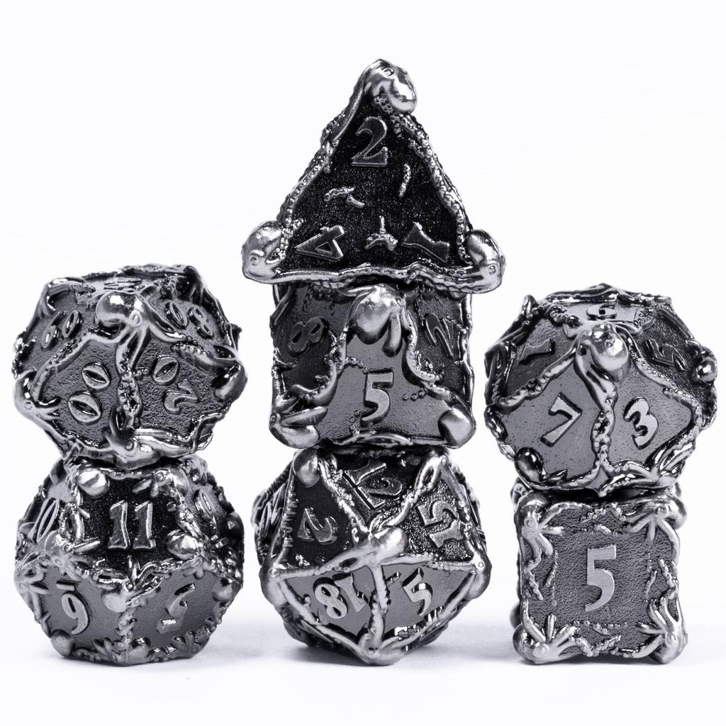 Cusdie Набор металлических кубиков DND Осьминог Dungeons and Dragons D4-D20 Сплошные многогранные кубики для настольных игр Ролевая игра Pathfinder