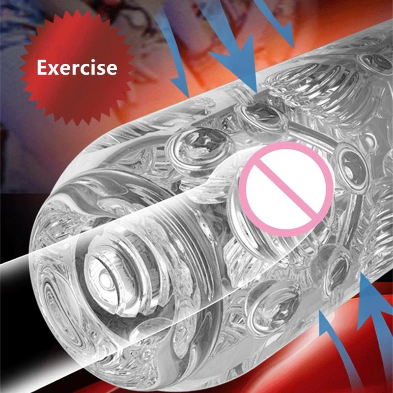 Мужская мастурбаторная чашка Мягкая прозрачная вагина Тренажер для пениса Массажер Минет Продукты для взрослых Вакуумная помпа-чашка Секс-игрушки для мужчин