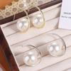 Exaggerated Pearl Stud Earrings Imitation Pearl Big Pearl Ear Loops Large Pearl Earrings  Women