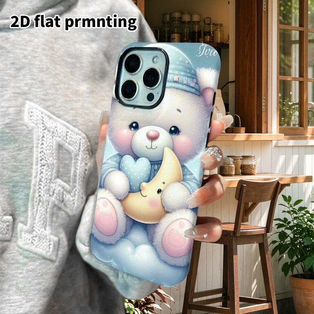 Phone Case: 2D flat suitable for iPhone 18 17 16 15 14 13 Pro film protective case, couple style, sleepy little white bear, Christmas and Halloween gi