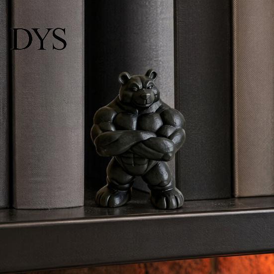 Статуэтка для рабочего стола, 3D-печатная статуэтка мускулистого медведя, матово-черный спортивный орнамент для офиса, высококачественная скульптура для тренировок, декор для книжной полки, спортзала,