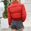 BITCED Autumn/Winter Women's Short-Length Cotton Coat Long-Sleeved High-Neck Thermal Jacket Loose-Fit Casual Cotton Jacket Puffer Coat