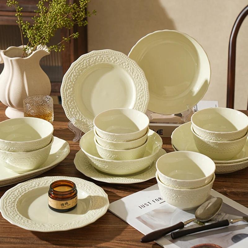 Exquisite Romantic Relief Dining Plate High End Hotel Restaurant Spaghetti Dining Plates Delicious Dishes Fish Plate Rice Bowls